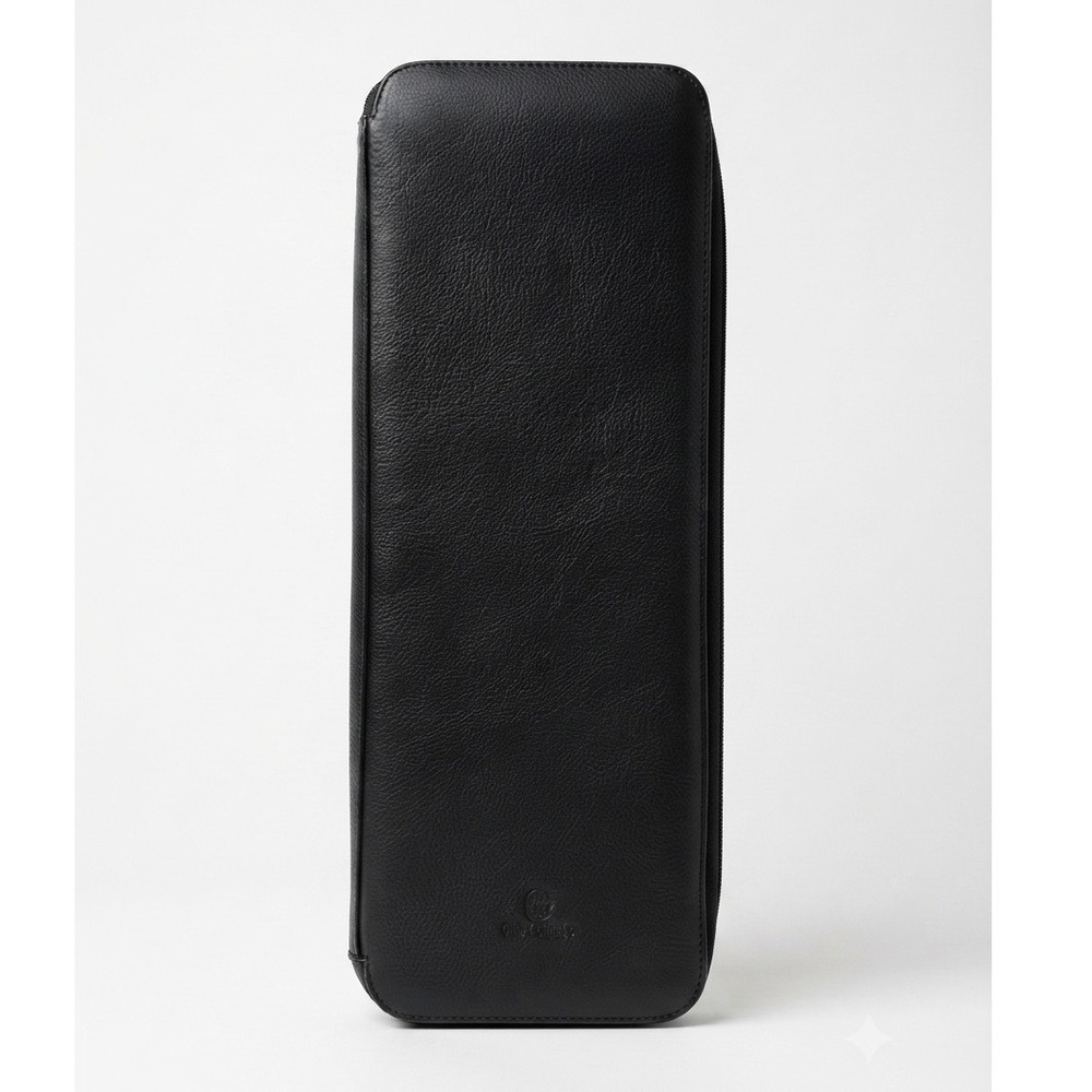 Mario Hernandez Club Colombia Black Pebbled Leather Zip Travel Case Organizer